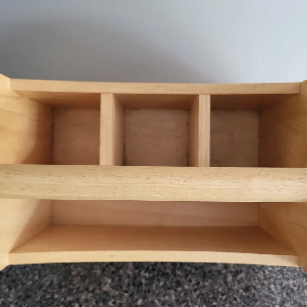 Vintage Cottagecore Wooden Utensil Caddy Fruit Motif Kitchen Organizer Thailand